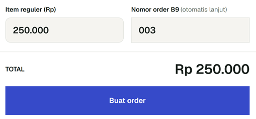 Kolom nomor order yang sudah terisi otomatis